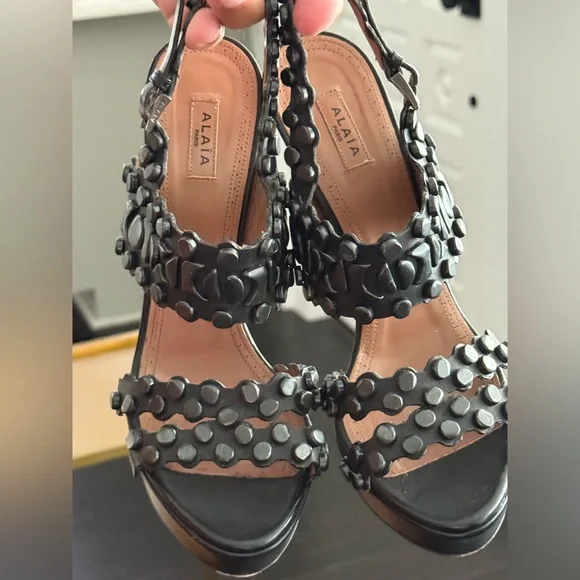 Alaia Khaite Studded Leather Sandals - Picture 2 of 10